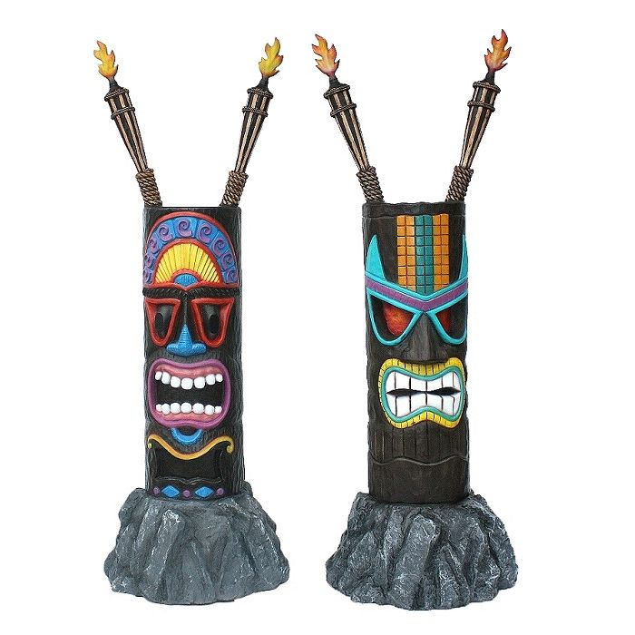 Tiki Maske auf Stein 2 lebensgroß Deko- & Werbefigur