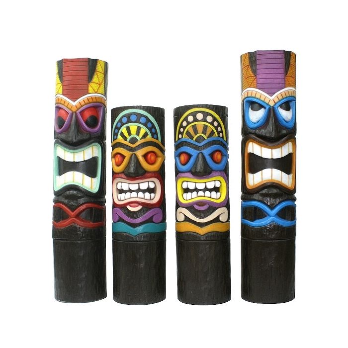 Tiki Masken (4 Stück) lebensgroß Deko- & Werbefigur