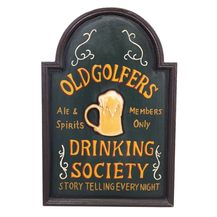 Golf Drinking Society Schild verkleinert Schild