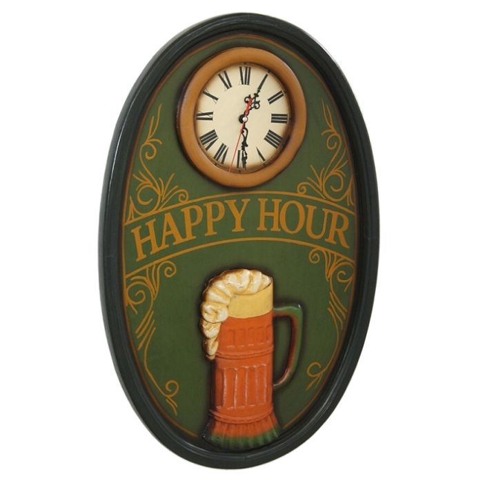 Happy Hour Schild lebensgroß Uhr