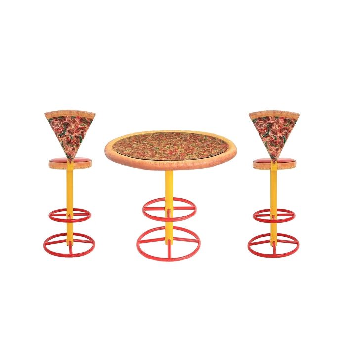 Pizzatisch und Pizzastühle hoch vergrößert Sitzmöglichkeit, Tisch