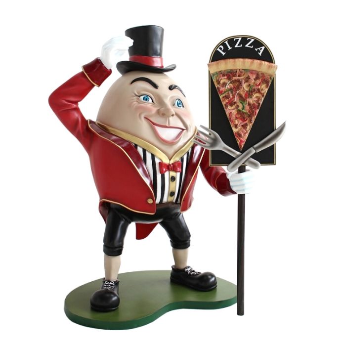 Humpty Dumpty Hut auf mit Pizzatafel lebensgroß Deko- & Werbefigur