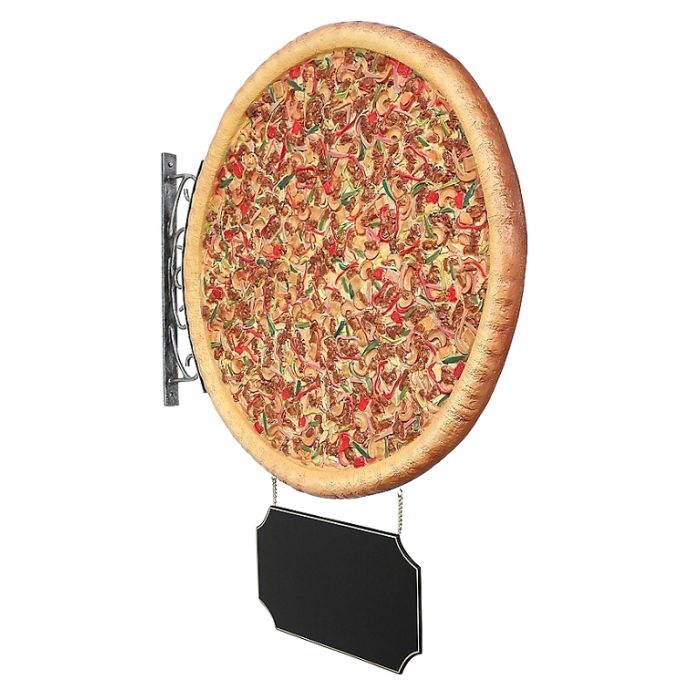 Ganze Pizza Einseitig mit Angebotsschild für Wand lebensgroß Angebotstafel