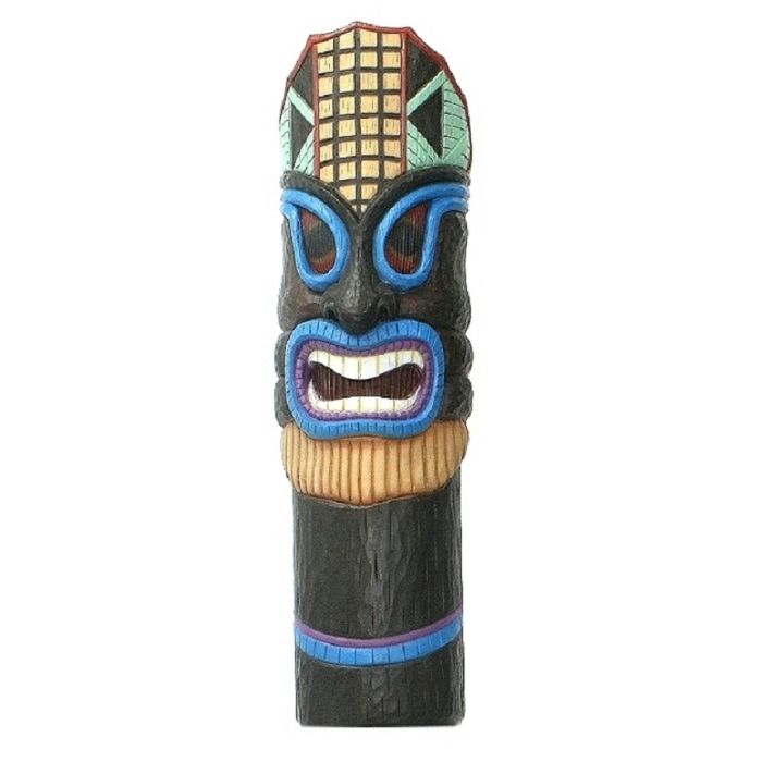Blaue Tiki Maske für Wand lebensgroß Dekorationsfigur