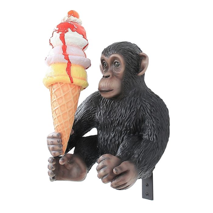 BabyAffe mit Eis für Wand lebensgroß Deko- & Werbefigur