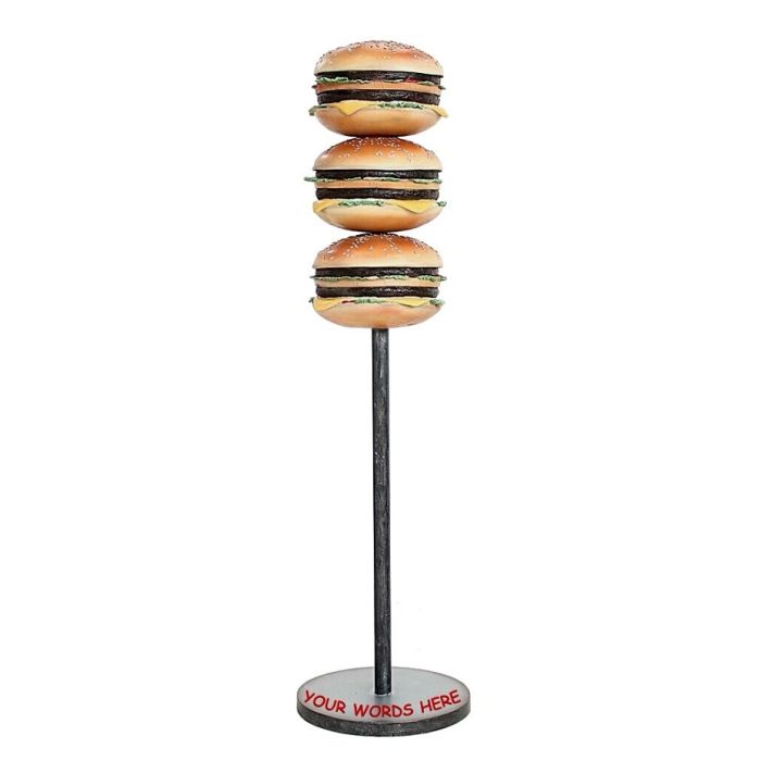 3 Burger auf Ständer vergrößert Deko- & Werbefigur