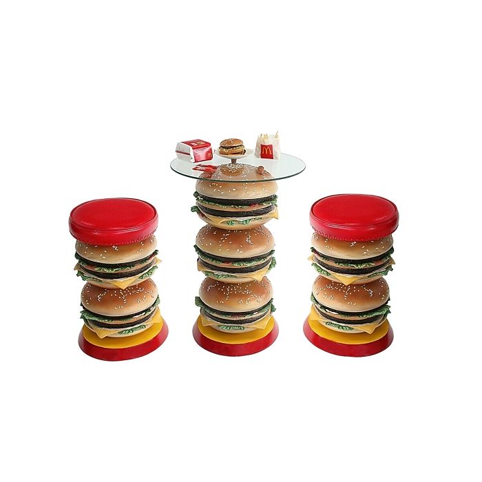 3 Burger Tisch mit Burgerhockern vergrößert Sitzmöglichkeit, Tisch