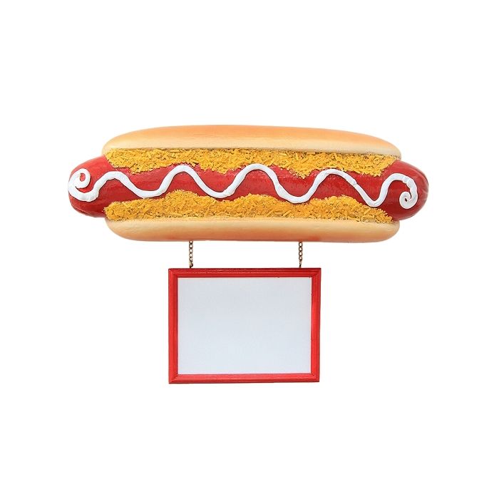 Hotdog mit Angebotsschild für Wand lebensgroß Angebotstafel