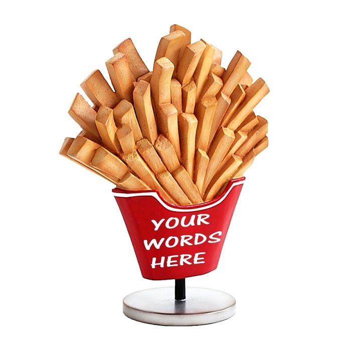 Pommes auf kleinem Ständer vergrößert Deko- & Werbefigur