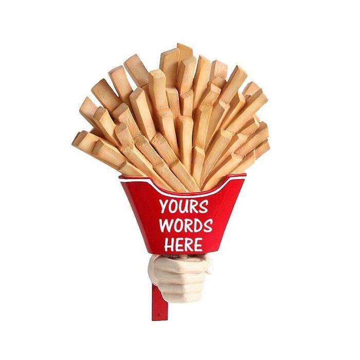 Pommes mit Hand für Wand vergrößert Deko- & Werbefigur