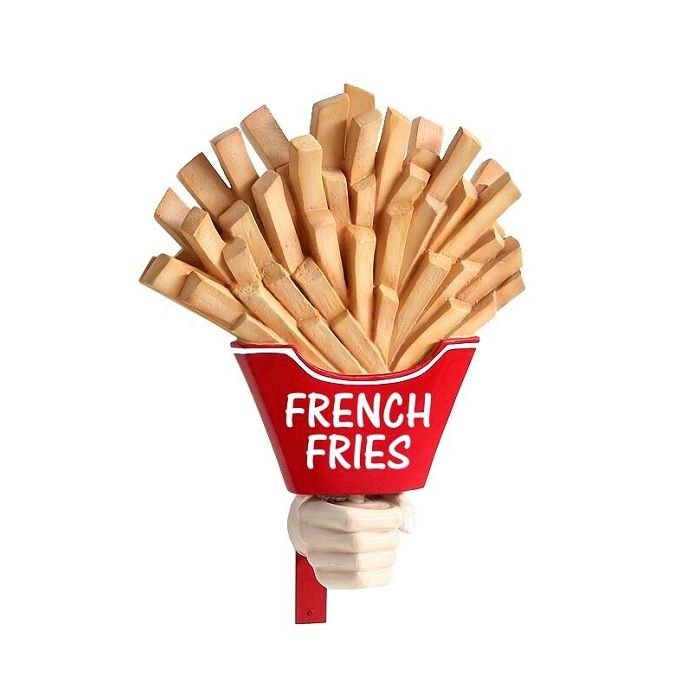 Pommes mit Hand für Wand vergrößert Deko- & Werbefigur