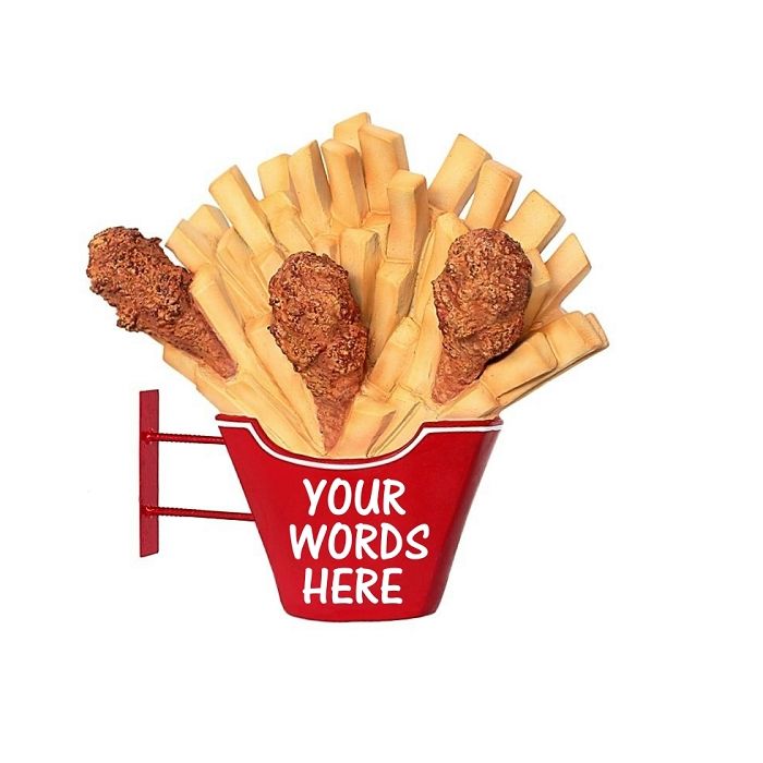 Hühnchen und Pommes für Wand vergrößert Deko- & Werbefigur