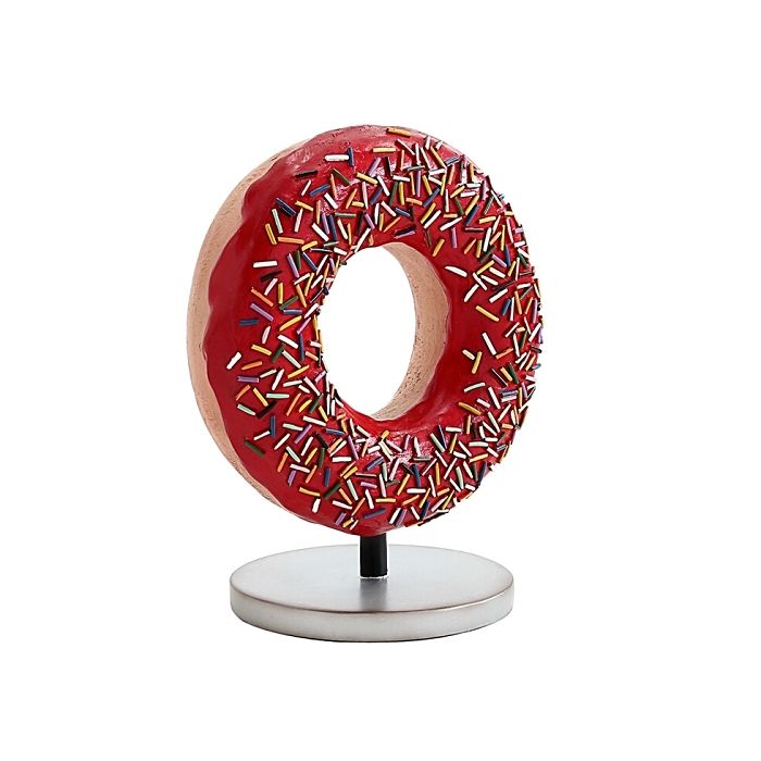 Donut rot auf kleinem Ständer vergrößert Dekorationsfigur