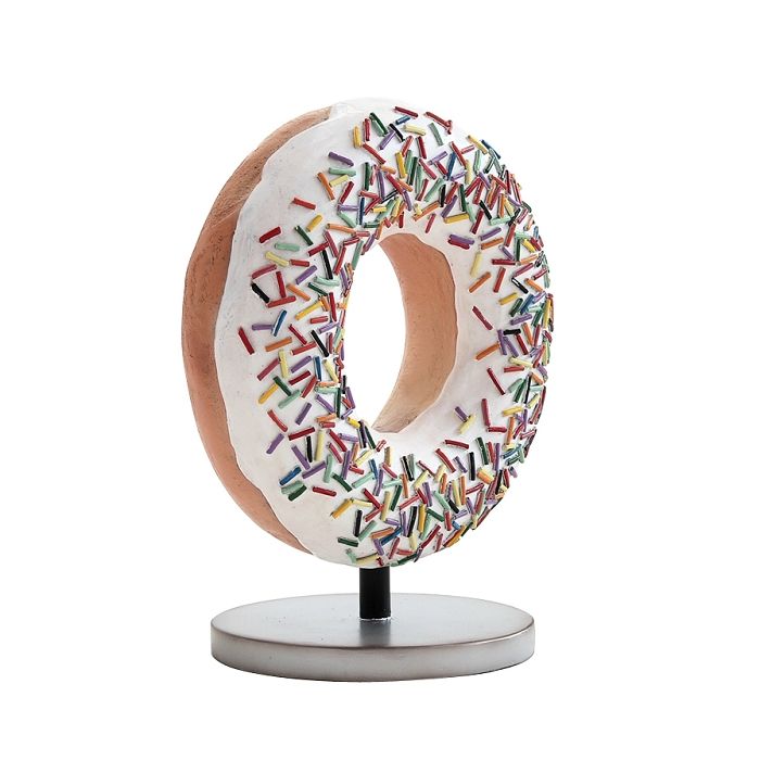 Donut weiß auf kleinem Ständer vergrößert Deko- & Werbefigur