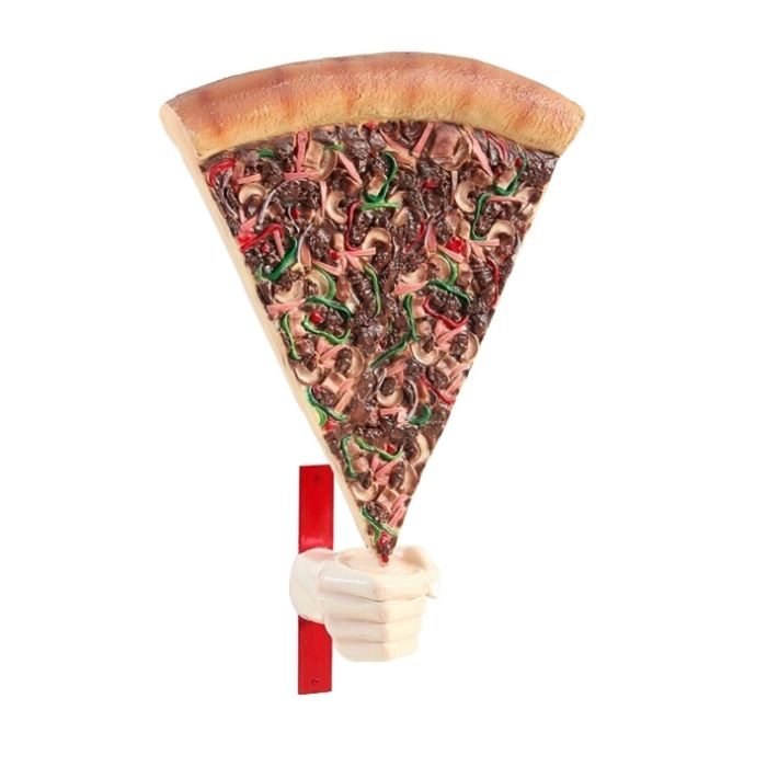 Pizzastück mit Hand für Wand vergrößert Deko- & Werbefigur