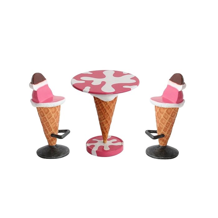 Eistisch Rosa und Eissitze vergrößert Sitzmöglichkeit, Tisch