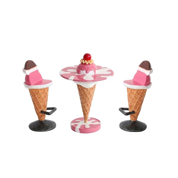 Eistisch Rosa mit Kirsche und Eissitze vergrößert Sitzmöglichkeit, Tisch