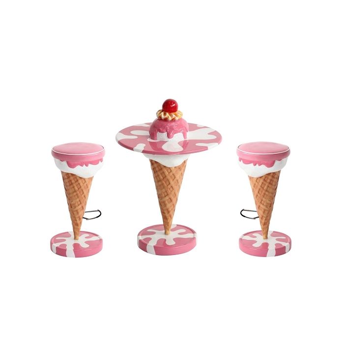 Eistisch Rosa mit Kirsche und Eishocker Rosa vergrößert Sitzmöglichkeit, Tisch
