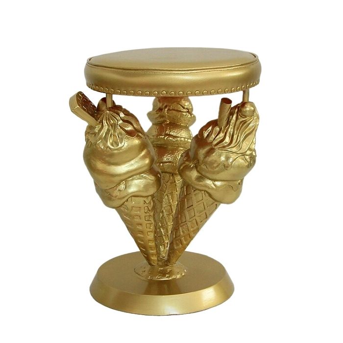 Eistüten Hocker Gold vergrößert Sitzmöglichkeit