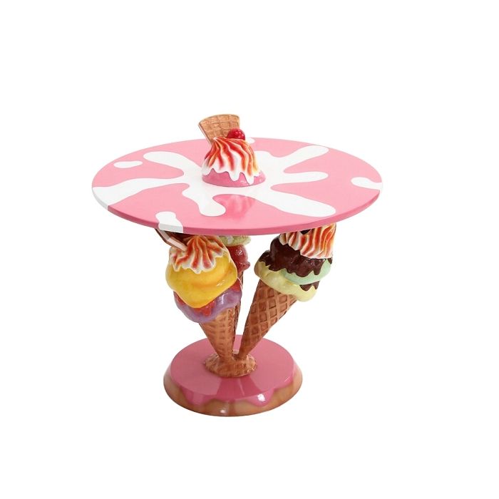 Eistüten Tisch Rosa mit Waffel vergrößert Tisch