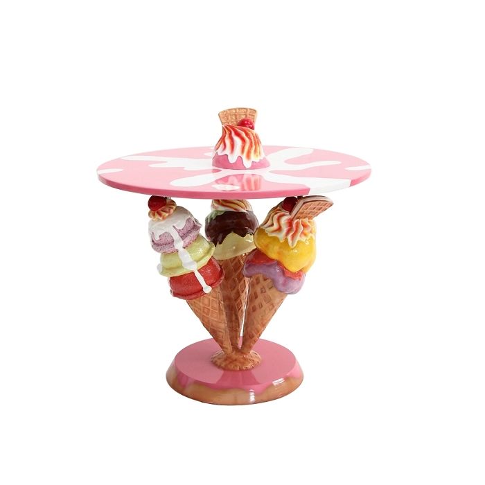Eistüten Tisch Rosa mit Waffel vergrößert Tisch