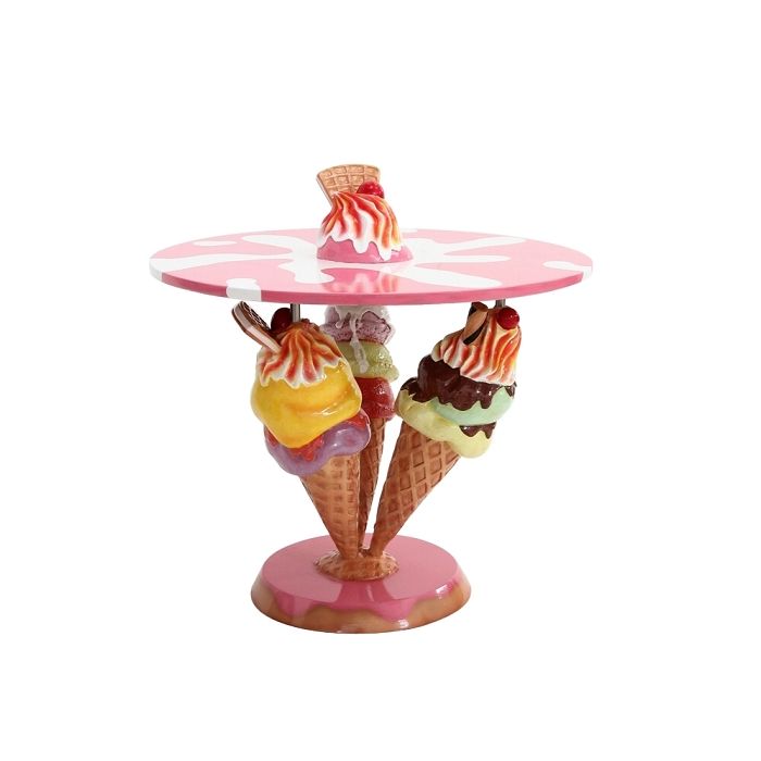Eistüten Tisch Rosa mit Waffel vergrößert Tisch