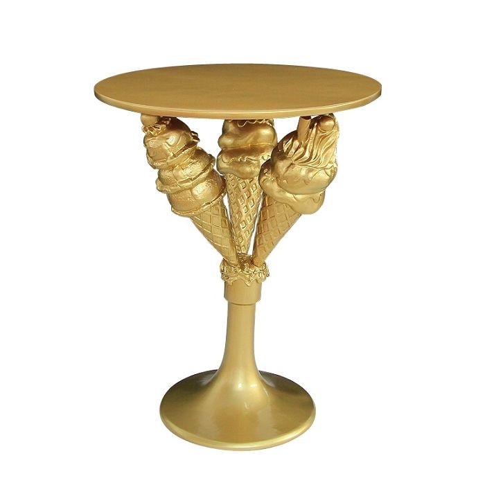 Eistüten Tisch Gold auf Ständer vergrößert Tisch