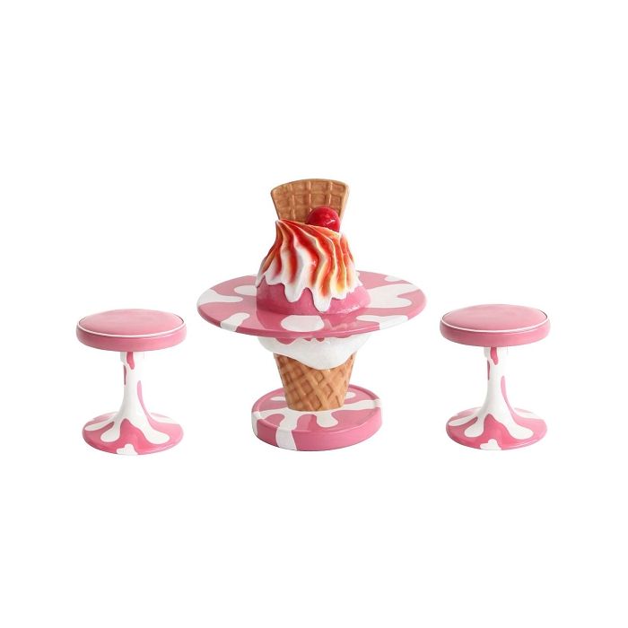 Eiscreme Tisch mit Hockern vergrößert Sitzmöglichkeit, Tisch