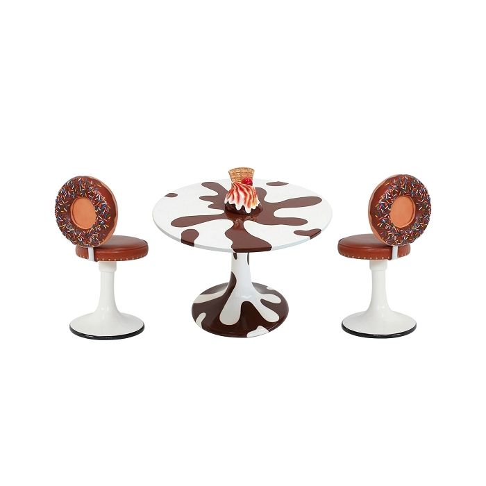 Eiscremetisch Braun und Donutstühle vergrößert Sitzmöglichkeit, Tisch