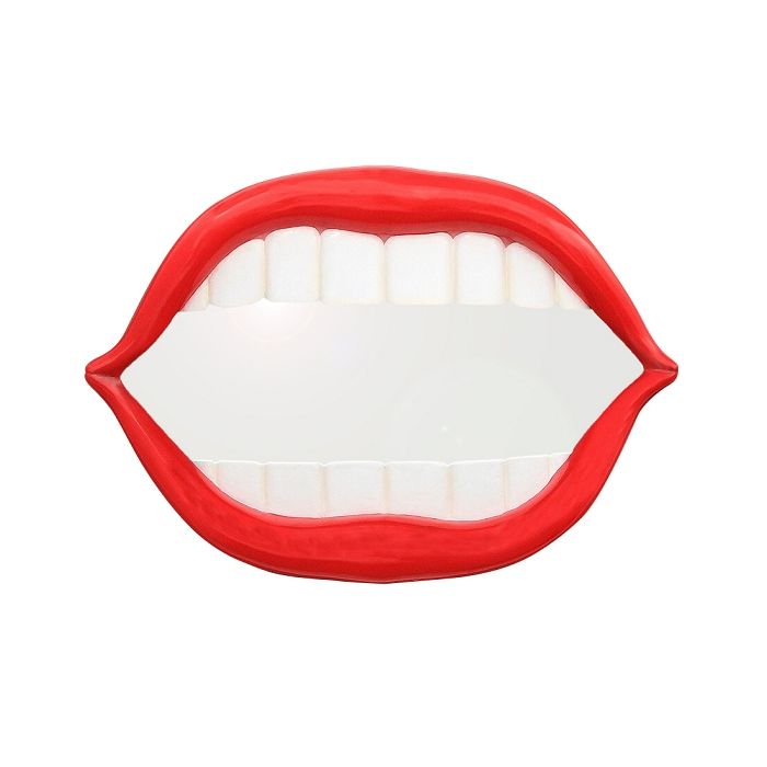 Spiegel rote Lippen und weiße Zähne übergroß XXL Spiegel