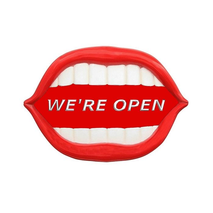 Mund *We are Open* rot übergroß XXL Schild