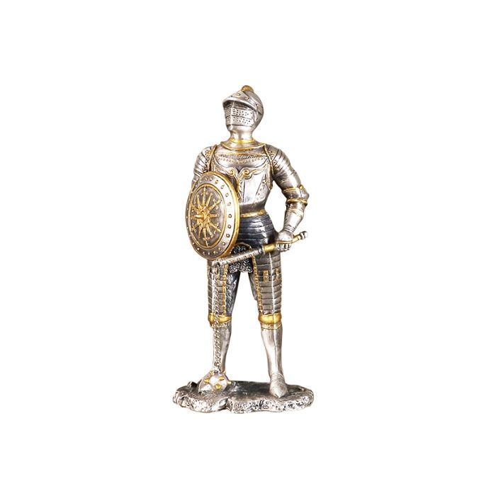 Ritter Silber und Gold mit Schwert und Schild lebensgroß Deko- & Werbefigur