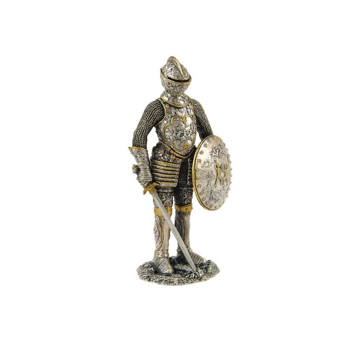 Ritter Silber und Gold mit Schwert und Schild lebensgroß Deko- & Werbefigur