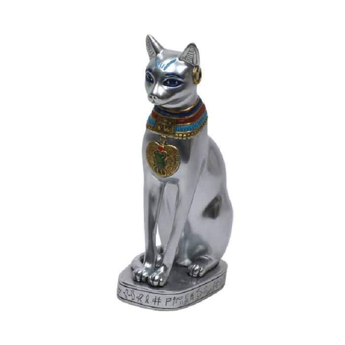 ägyptische Katze Silber lebensgroß Dekorationsfigur