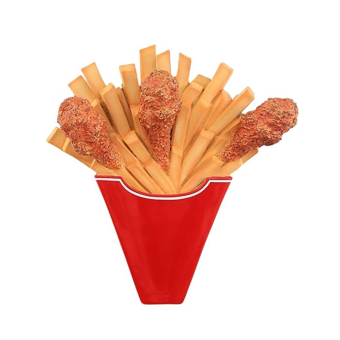 Hühnchen und Pommes für Wand vergrößert Deko- & Werbefigur
