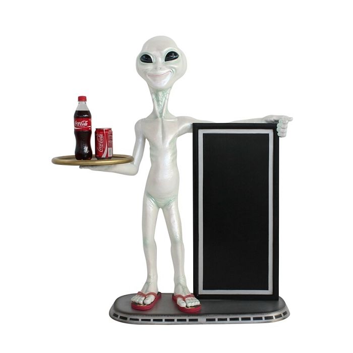 Alien Butler und Angebotstafel 2 lebensgroß Deko- & Werbefigur