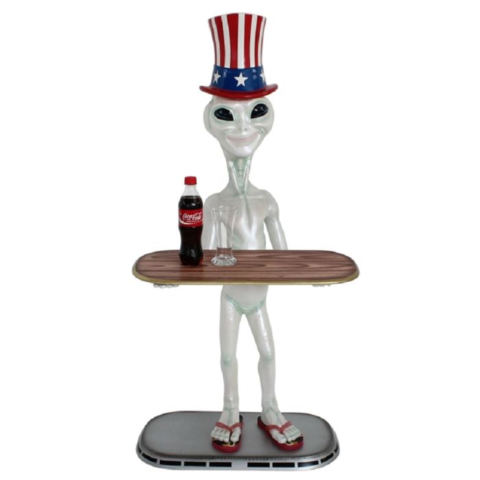 Alien Butler mit amerikanischem Hut  lebensgroß Dekorationsfigur