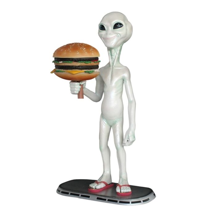 Alien amerika mit Burger lebensgroß Deko- & Werbefigur