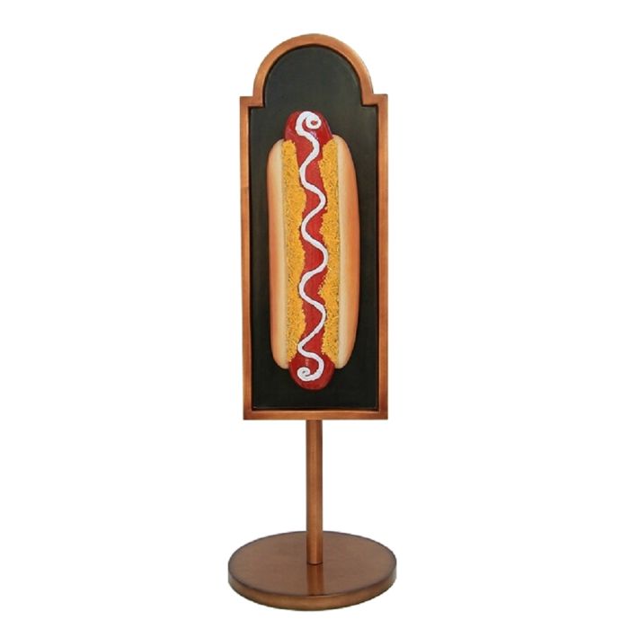 Hotdog auf Angebotstafel auf Ständer vergrößert Deko- & Werbefigur