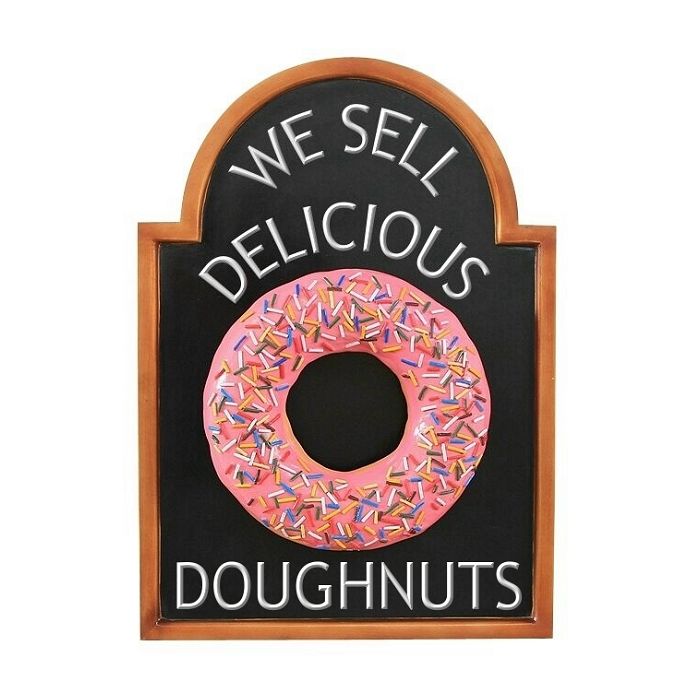 Donut rosa auf Angebotstafel vergrößert Schild