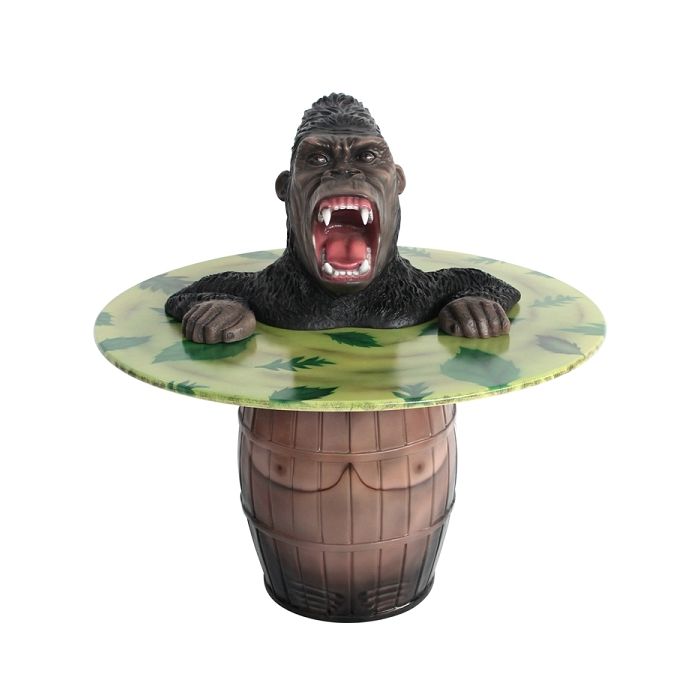 Wütender Gorilla Fasstisch lebensgroß Tisch