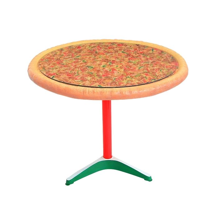 Pizzatisch auf großem Ständer mit Glasplatte vergrößert Tisch