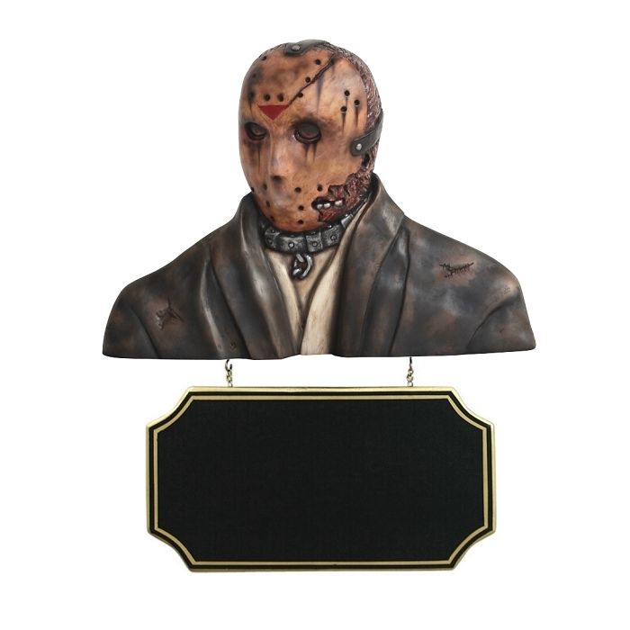 Monster Jason Voorhees Büste mit Angebotsschild lebensgroß Angebotstafel