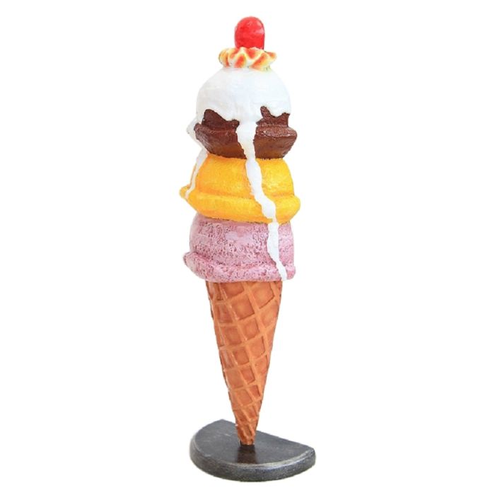Halbes Eis 3 Kugeln mit Kirsche auf Ständer groß vergrößert Dekorationsfigur