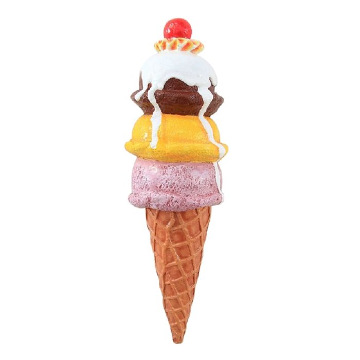 Halbes Eis 3 Kugeln mit Kirsche auf Ständer Wanddeko vergrößert Deko- & Werbefigur