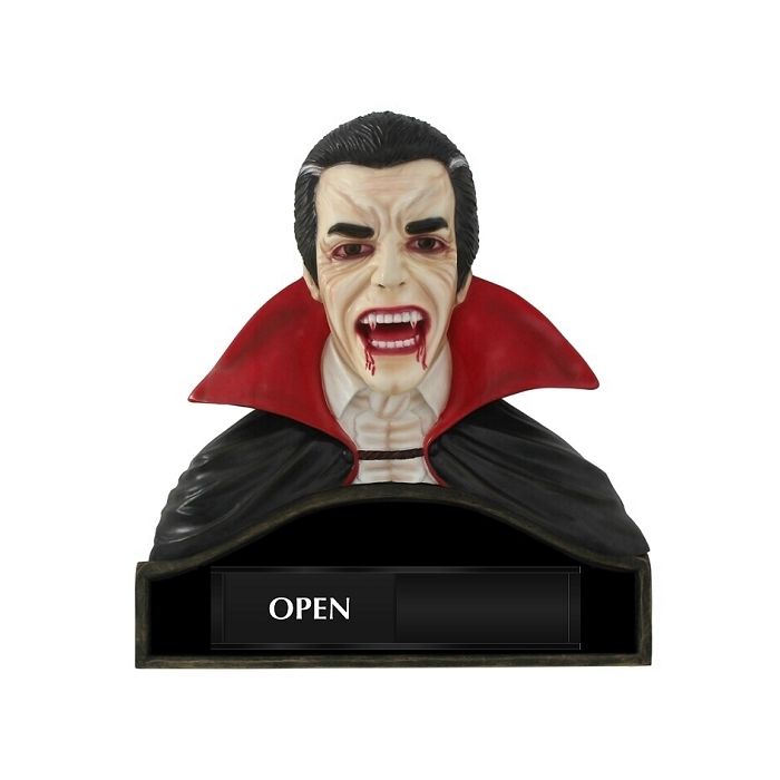 Dracula Büste Open Closed lebensgroß Schild