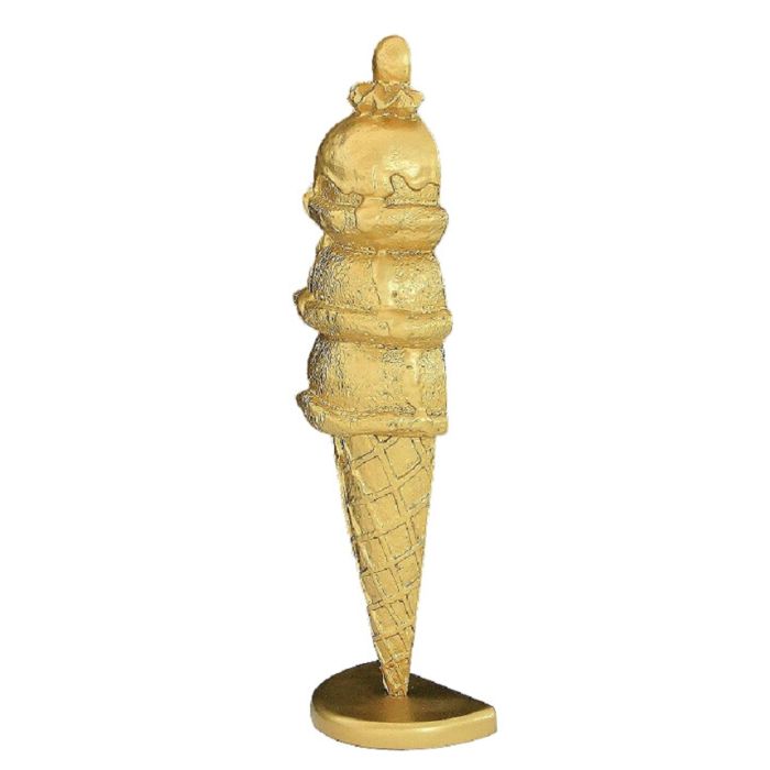 Halbes Eis 3 Kugeln mit Kirsche Gold groß vergrößert Dekorationsfigur
