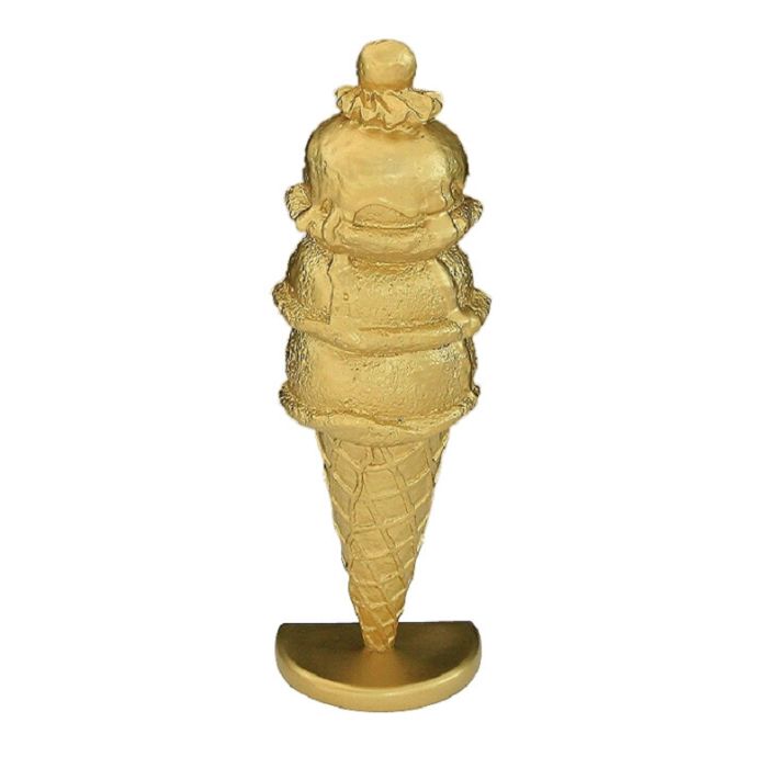 Halbes Eis 3 Kugeln mit Kirsche Gold groß vergrößert Dekorationsfigur