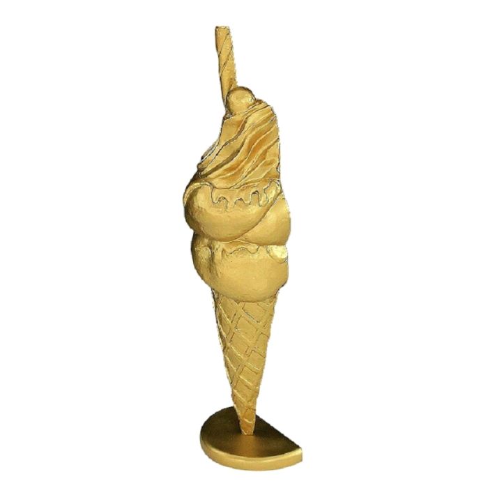 Halbes Eis mit Röhrchen Gold groß vergrößert Dekorationsfigur