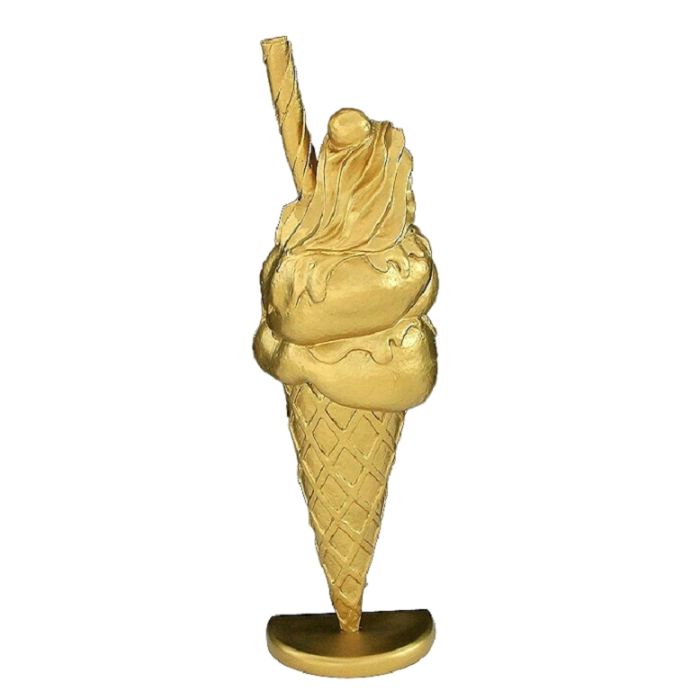 Halbes Eis mit Röhrchen Gold klein  vergrößert Dekorationsfigur